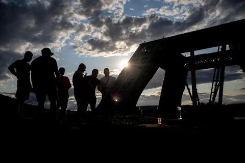 Eco-friendly 3D printed Eiffel Tower brings Olympic fever to Czechia, Most, Czec Stock Photos