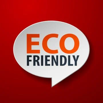 Eco friendly 3d speech bubble on red background Stock Illustration