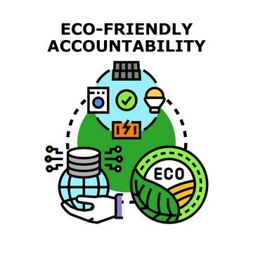 Eco friendly accountability concept showing sustainable development Illustrazione stock