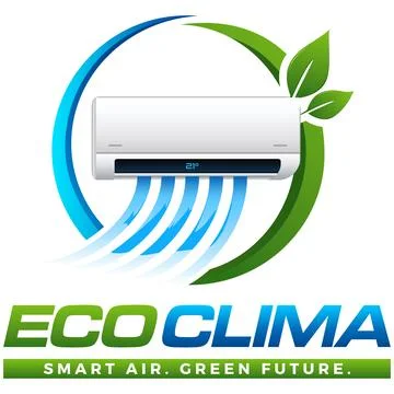 Eco Friendly Air Conditioning HVAC Logo Template Ilustração Stock