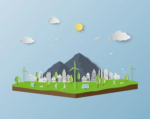Eco friendly and save the environment conservation concept, isometric landsca Stock Illustration