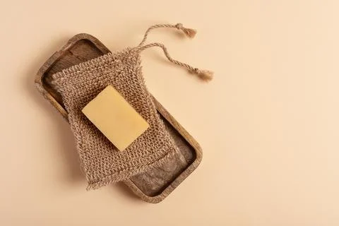 Eco-friendly and zero waste natural hygiene concept. Diy sisal washcloth with Stock Photos