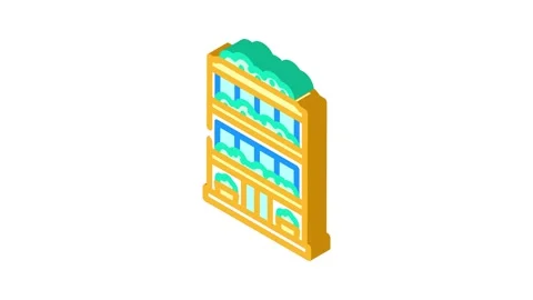 Eco friendly architecture green building isometric icon animation Stock Footage 327281577