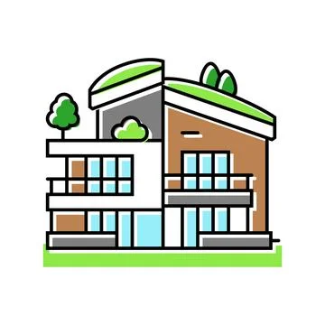 Eco friendly architecture green building color icon vector illustration Ilustración de archivo