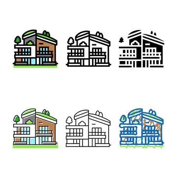Eco friendly architecture pack green building color icon vector Ilustración de archivo