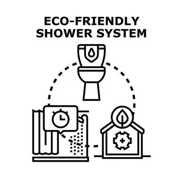 Eco friendly bathroom shower system water saving solution Stock Illustration