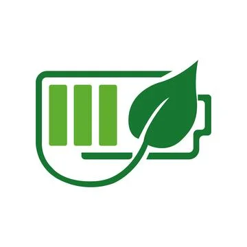 Eco Friendly Battery Icon Vector Ecological Rechargeable Accumulator with Leaf G Stock Illustration