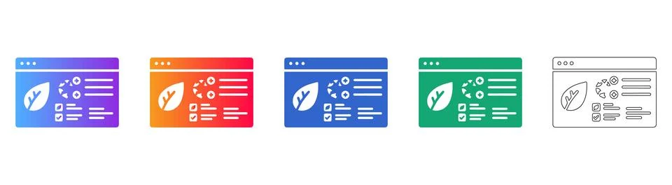 Eco Friendly Browser Interface Icon Set Illustrazione stock