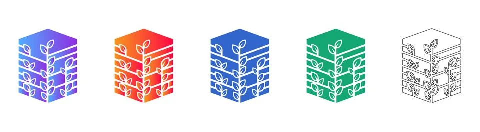 Eco Friendly Building Block Icon Set Ilustración de archivo