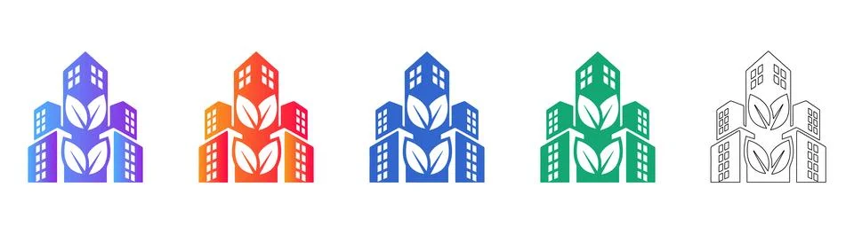 Eco Friendly Building Icon Set Ilustración de archivo