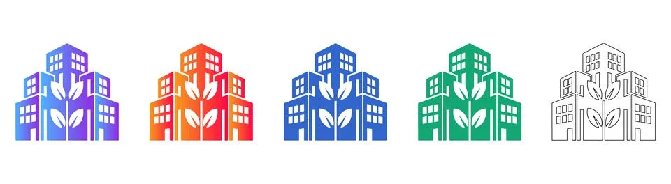 Eco Friendly Building Icon Set Stockillustratie