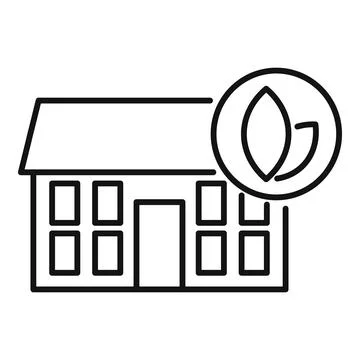 Eco friendly building with leaf symbol representing sustainability Ilustración de archivo