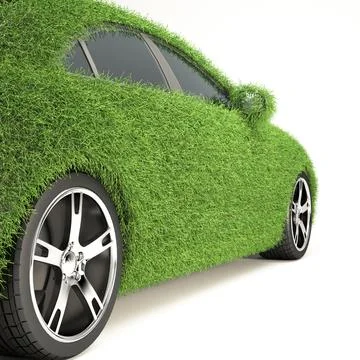 Eco friendly car concept with electric vehicle charging station, EV car iso.. Stock Illustration