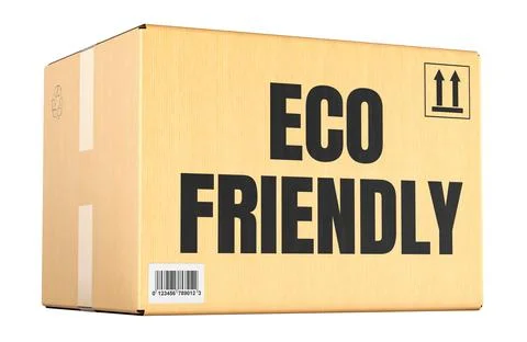 Eco Friendly cardboard box, recyclable packaging. 3D rendering Stock Illustration