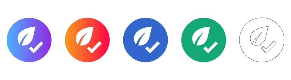 Eco Friendly Checkmark Icon Set Stock Illustration