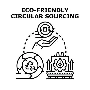 Eco friendly circular sourcing process vector illustration 스톡 일러스트