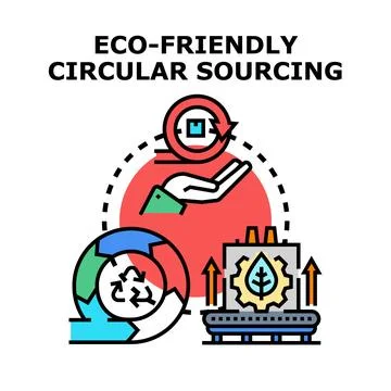 Eco friendly circular sourcing process vector illustration 스톡 일러스트