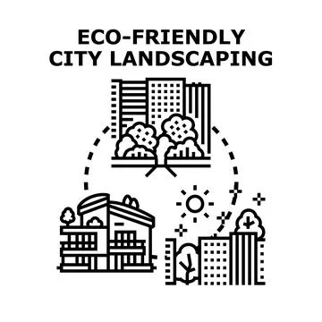 Eco friendly city landscaping developing sustainable urban environment 스톡 일러스트