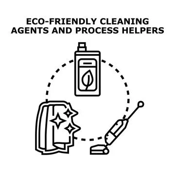 Eco friendly cleaning agents and process helpers line art イラスト素材