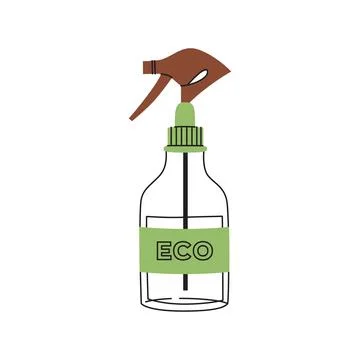 Eco-friendly cleaning spray. Flat vector illustration of homemade green cle.. Stock Illustration