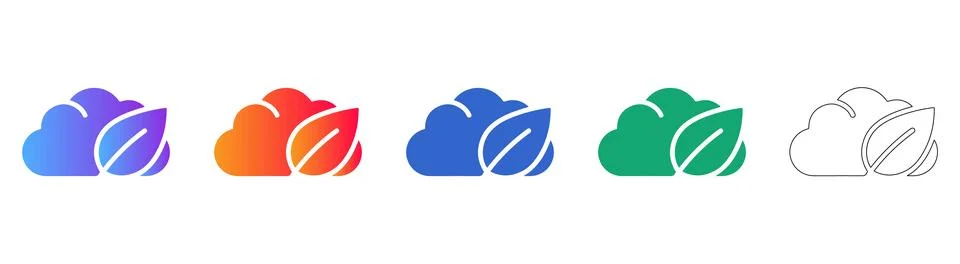 Eco Friendly Cloud Computing Icons Set Stockillustratie