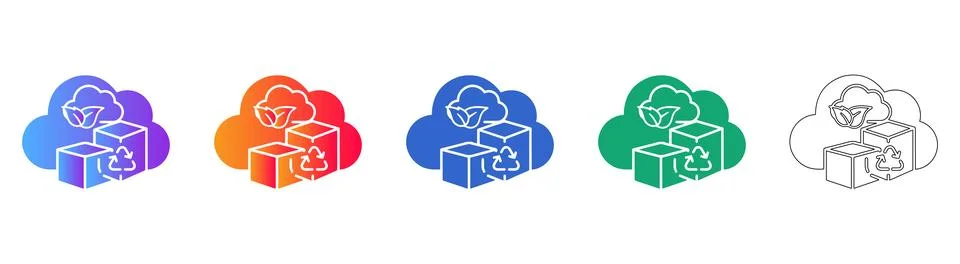Eco Friendly Cloud Data Storage Icons 库存插图