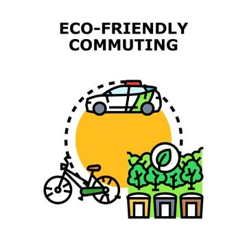 Eco friendly commuting choices protecting global environment Stock Illustration