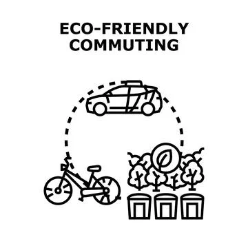 Eco friendly commuting choices protecting global environment Stock Illustration