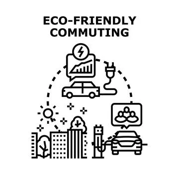 Eco friendly commuting electric vehicle charging concept Stock Illustration