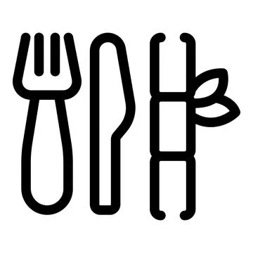 Eco friendly cutlery set with fork knife and chopsticks Stock Illustration