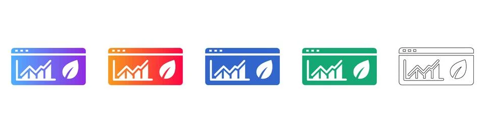 Eco Friendly Data Analysis Icons for Green Business and Sustainability Stock Illustration