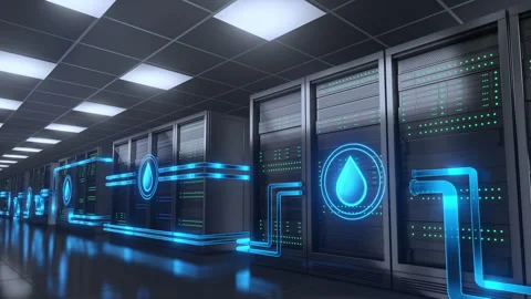 Eco-Friendly Data Center Liquid Cooling System Stock Footage 310851895