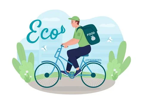 Eco friendly delivery 2D vector isolated illustration 库存插图