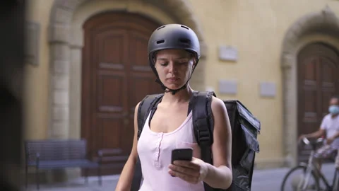 Eco friendly delivery by bicycle Stock Footage 325504840