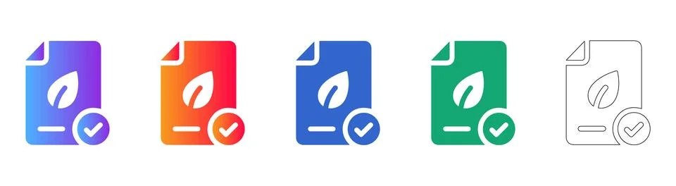 Eco Friendly Document Approval Icon Set Stock Illustration