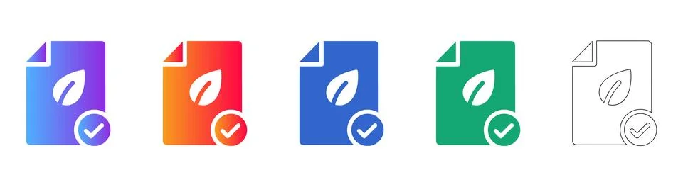 Eco Friendly Document Certification Icons Illustrazione stock