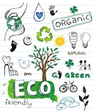 Eco friendly Doodles Stock Illustration