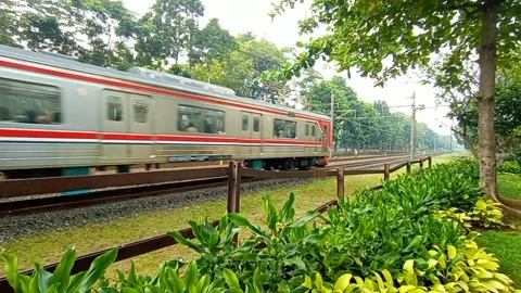 The Eco-friendly Electric Train of KAI Commuter Line in Jakarta Stock Footage 241283870