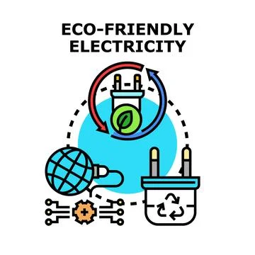 Eco friendly electricity concept, global sustainable energy solutions Stock Illustration