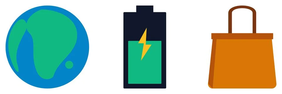 Eco Friendly Element, Green Energy and Ecology Symbols Stock Illustration