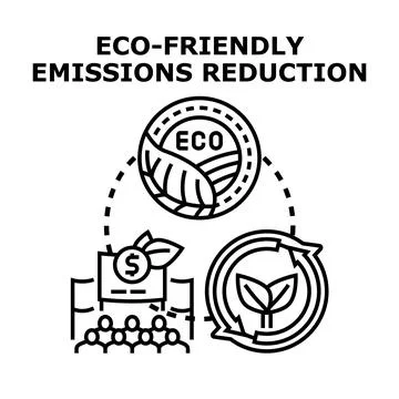 Eco friendly emissions reduction program implementing sustainable solutions Stock Illustration