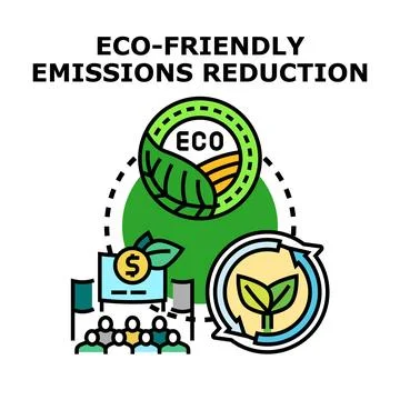 Eco friendly emissions reduction program implementing sustainable solutions Stock Illustration