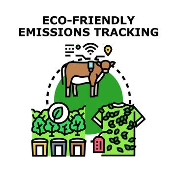 Eco friendly emissions tracking and sustainable production process Stock Illustration