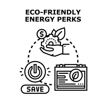 Eco friendly energy perks saving sustainability technology Stock Illustration