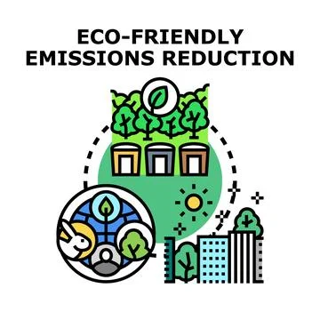 Eco friendly energy reducing emissions for environmental protection Stock Illustration
