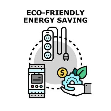 Eco friendly energy saving concept with smart devices Stock Illustration