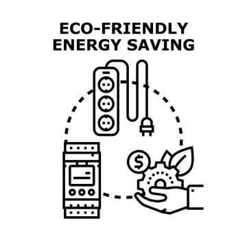 Eco friendly energy saving concept with smart devices Stock Illustration