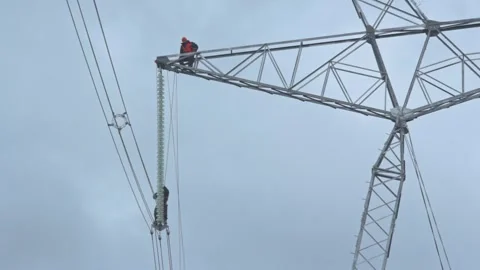 Eco-Friendly Energy Solutions. Power Line Maintenance Stock Footage 263539668