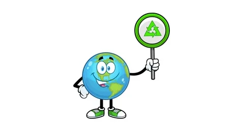 Eco friendly environmental animation with earth character Stock Footage 320434753