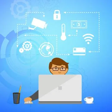 Eco friendly factory on a digital touch screen tablet Stock Illustration